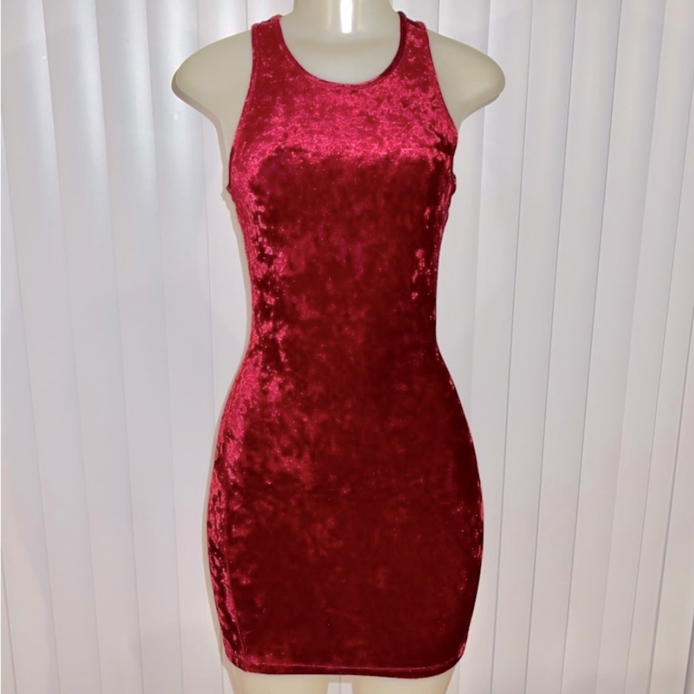 FOREVER21 Crushed Red Velvet Mini Dress